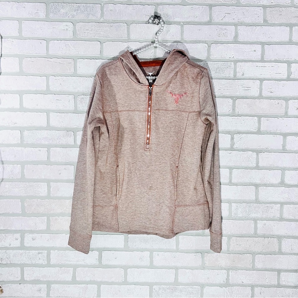 We Are Texas Women's Hook ‘Em Horns 1/4 Zip Hoodie Sweatshirt Jacket Size S